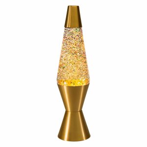 14.5″ LAVA Lamp Rainbow Glitter – Clear/Gold